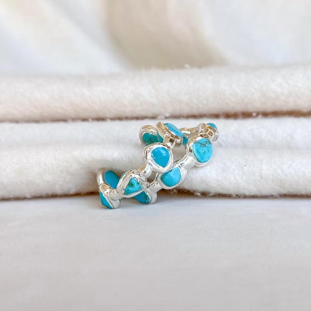 NEW EASTON ELLE women's paradise hoops in silver/turquoise